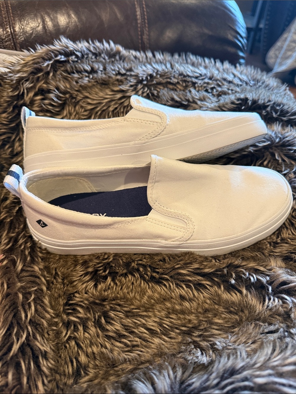 Sperry White Slip-On Canvas Sneakers